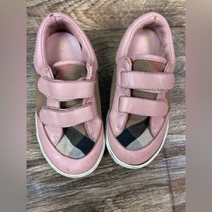 BURBERRY BABY Toddler Canvas Leather Pink Check Sneaker EUR 26 US SIZE 9C Used